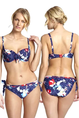 Panache Milano zigzag-floral wiązane z boku figi do stroju kąpielowego