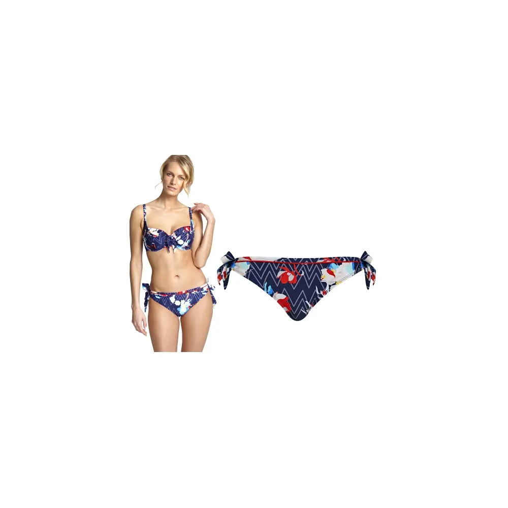 Panache Milano zigzag-floral wiązane z boku figi do stroju kąpielowego