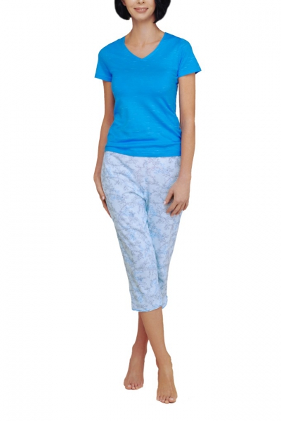 Cybele Naturana piżama 7-810346 202 niebieska-kwiaty spodnie