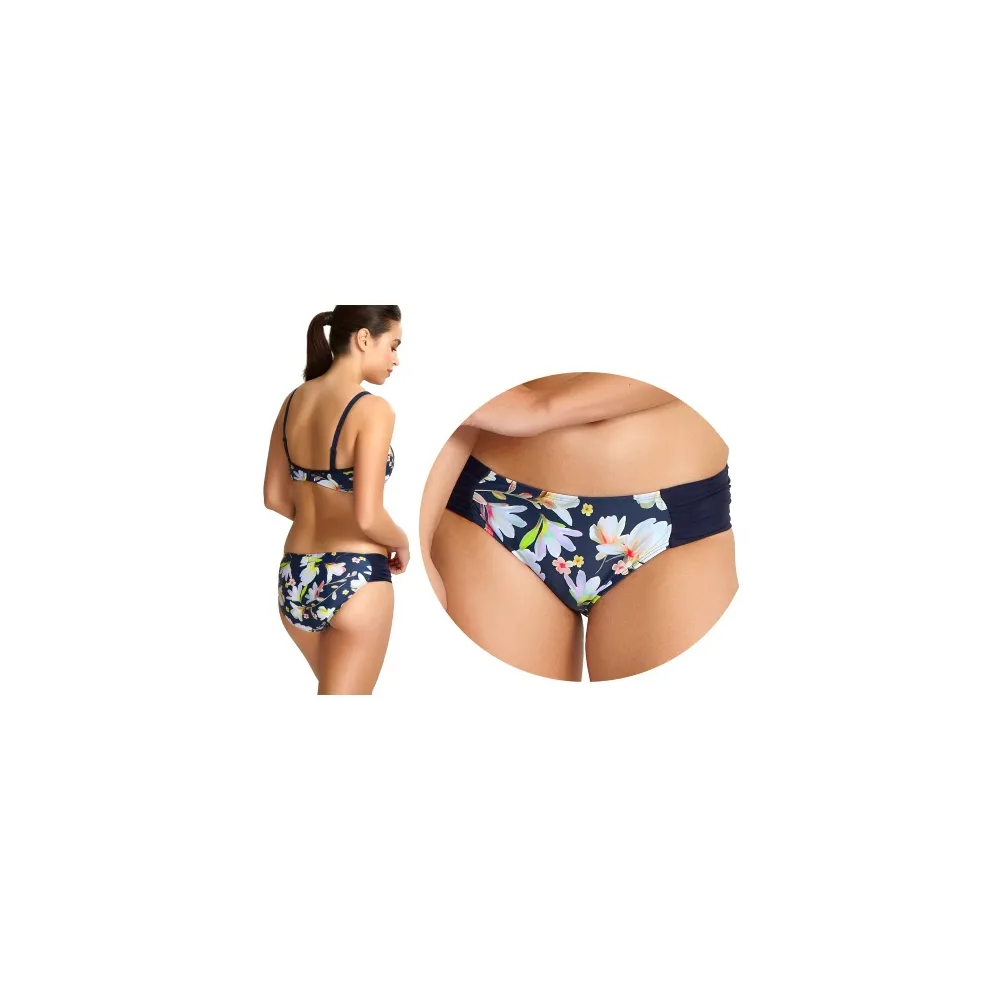 Panache Florentine navy floral figi marszczone do stroju kąpielowego