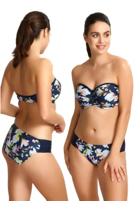 Panache Florentine navy floral figi marszczone do stroju kąpielowego