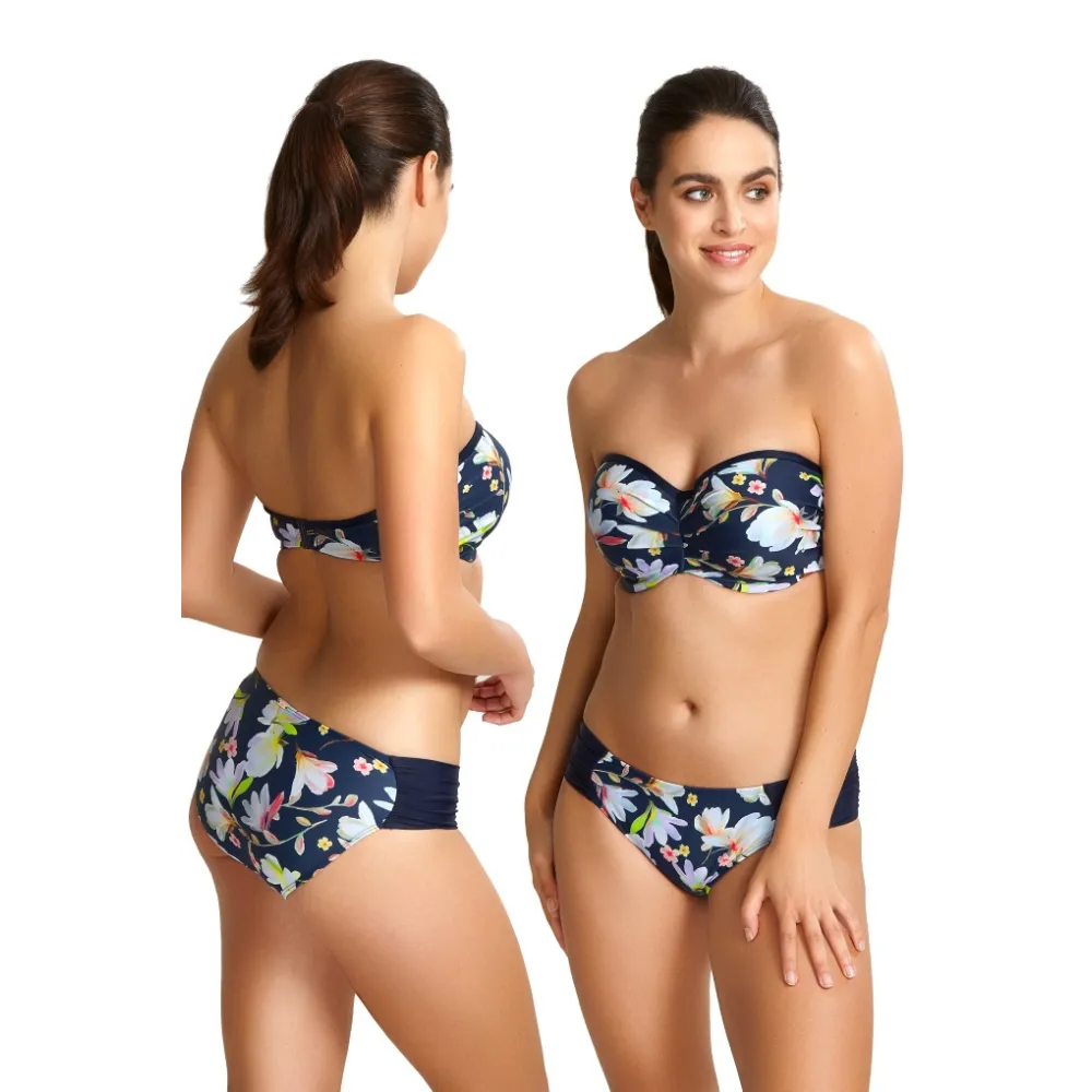 Panache Florentine navy floral figi marszczone do stroju kąpielowego
