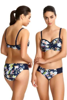 Panache Florentine navy floral figi marszczone do stroju kąpielowego