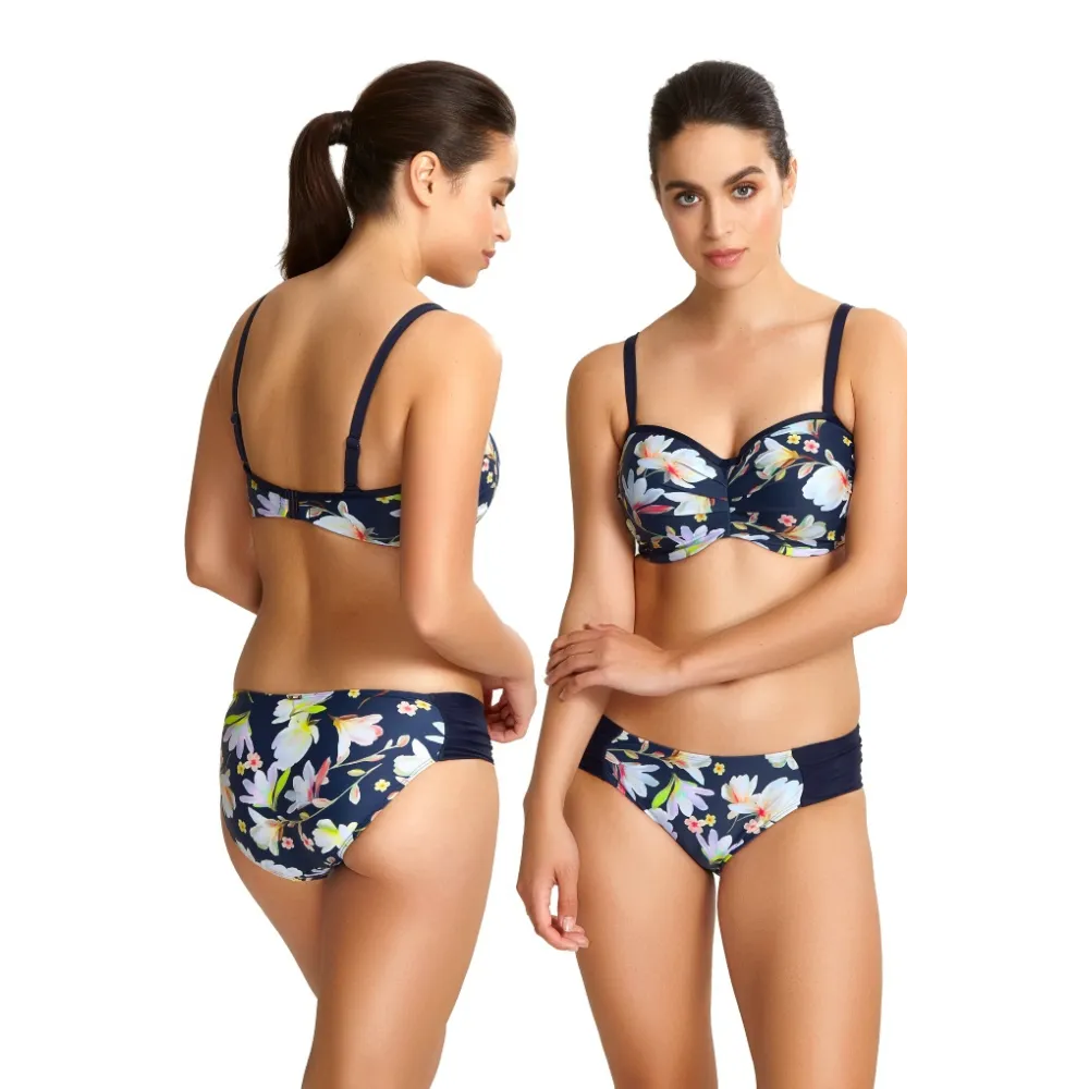 Panache Florentine navy floral figi marszczone do stroju kąpielowego