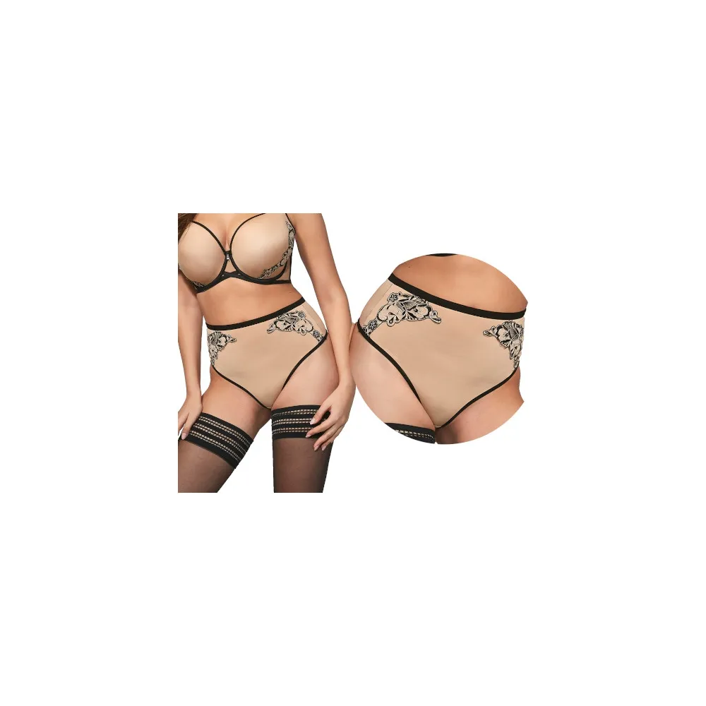 Kris-Line Salmah beige/black stringo-szorty wysokie