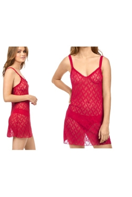 b.tempt'd by Wacoal Lace Kiss crimson chemise-koszulka