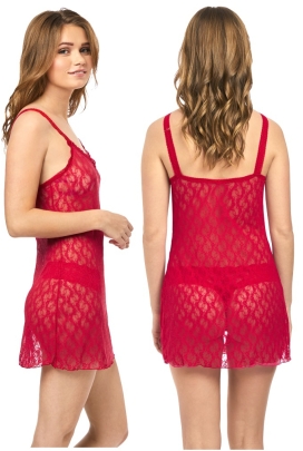 b.tempt'd by Wacoal Lace Kiss crimson chemise-koszulka