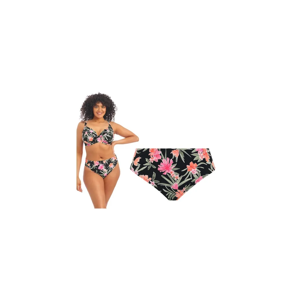 Elomi Dark Tropics czarny figi midi do stroju kąpielowego