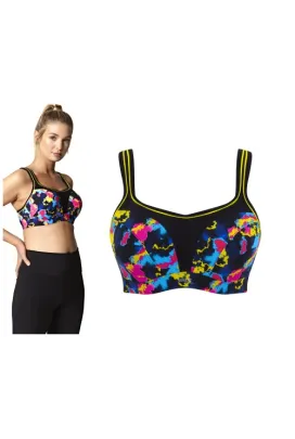 Panache Sport electric print biustonosz sportowy z fiszbinami