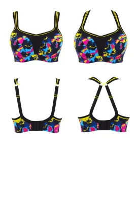 Panache Sport electric print biustonosz sportowy z fiszbinami