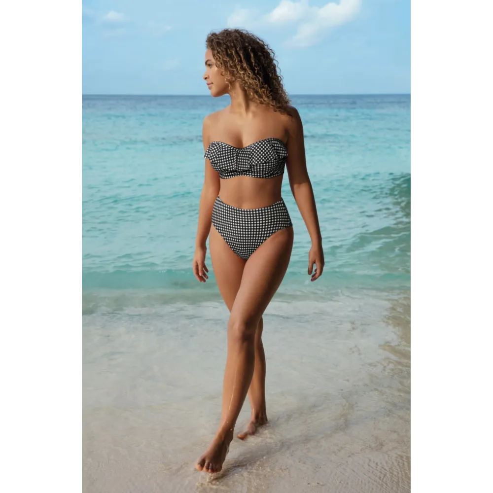 Freya Check in figi high waist monochrome do stroju kąpielowego