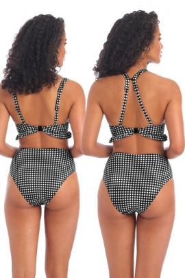 Freya Check in figi high waist monochrome do stroju kąpielowego