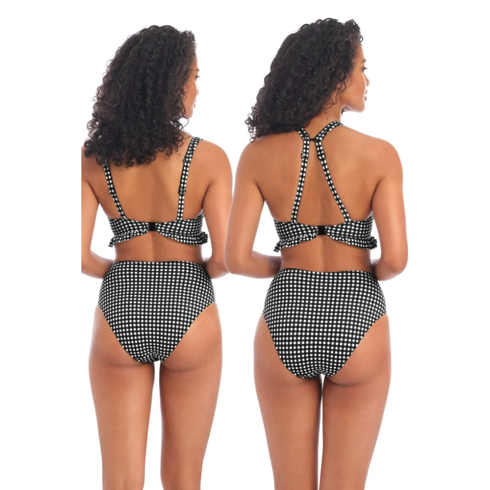 Freya Check in figi high waist monochrome do stroju kąpielowego