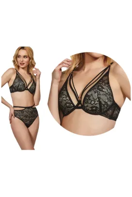 KrisLine Luella czarny L0405 braletteplunge biustonosz push-up