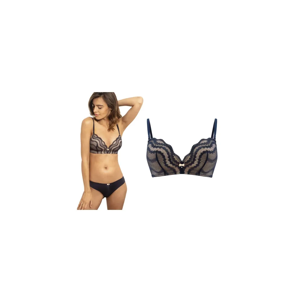 Agio 9285 granatowy biustonosz t-shirt bra bez fiszbin