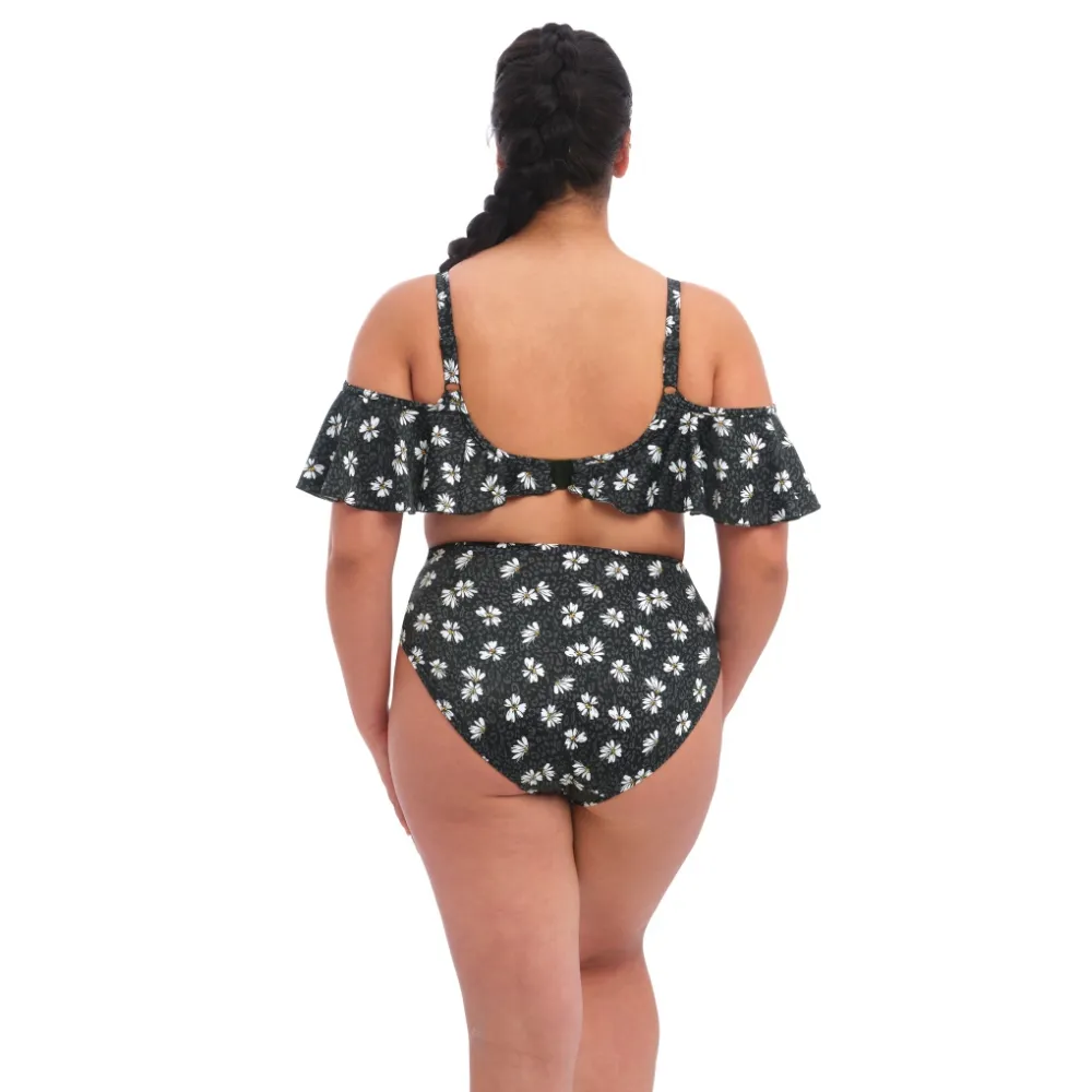 Elomi Plain Sailing black daisy top z falbanką do stroju kąpielowego