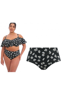 Elomi Plain Sailing black daisy figi bikini do stroju kąpielowego