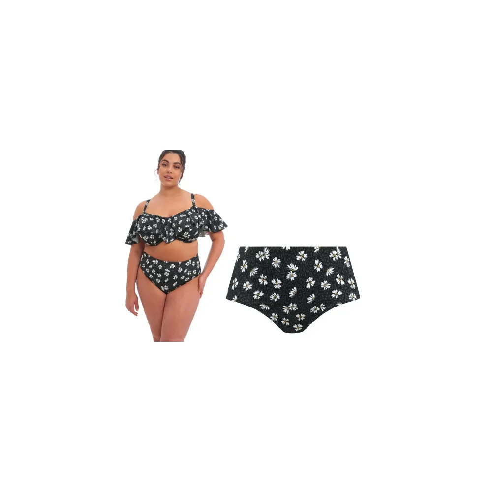 Elomi Plain Sailing black daisy figi bikini do stroju kąpielowego
