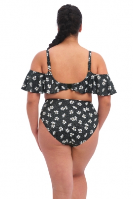 Elomi Plain Sailing black daisy figi bikini do stroju kąpielowego