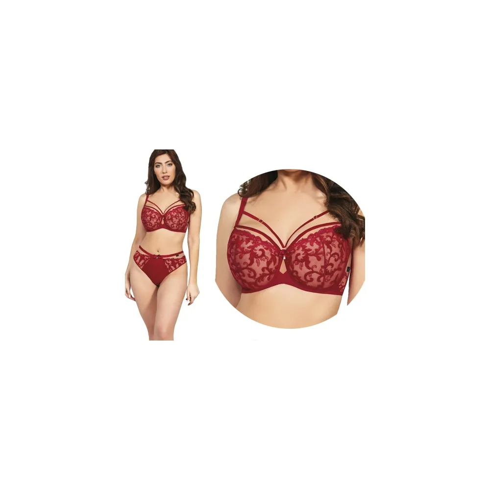 Kris Line Clarisa ruby red biustonosz half- cup soft