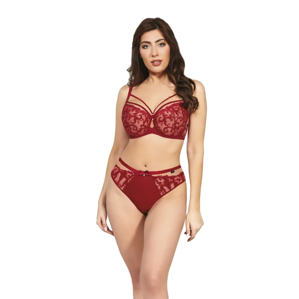 Kris Line Clarisa ruby red biustonosz half- cup soft