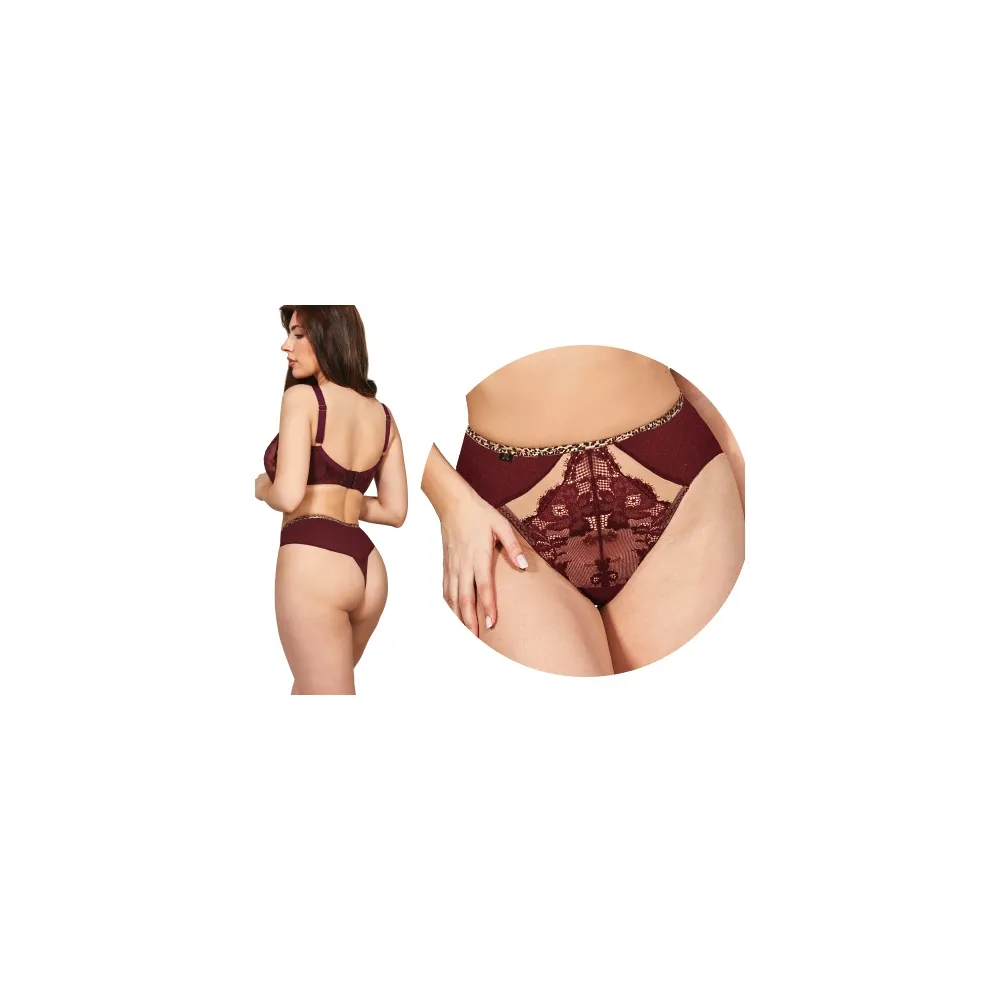 KrisLine Selena burgund stringi wysokie