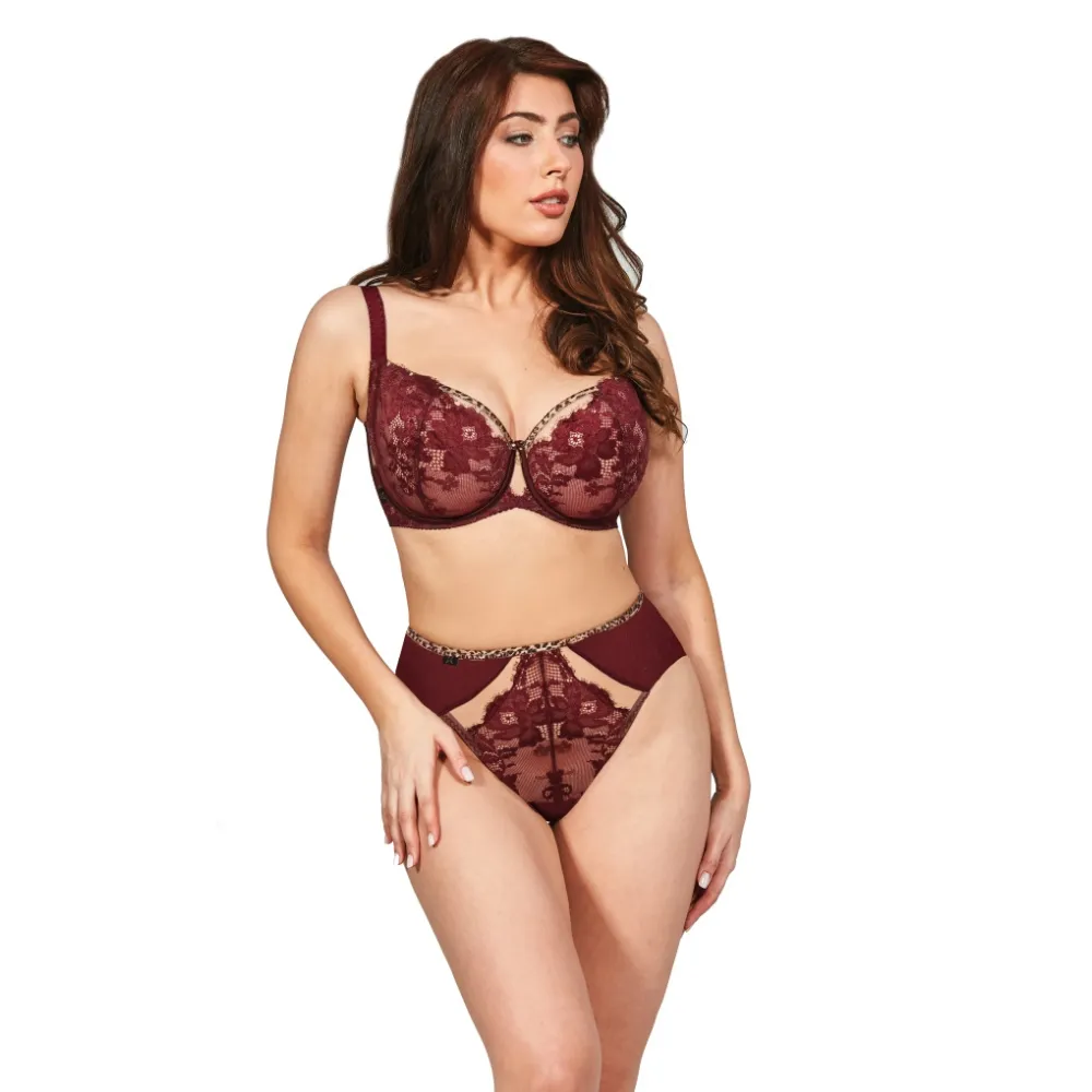 KrisLine Selena burgund stringi wysokie