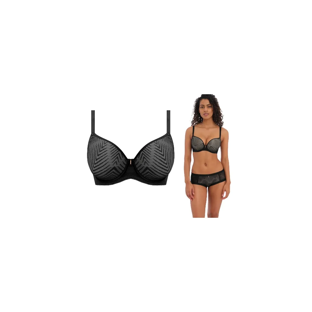 Freya Tailored  czarny Deco plunge biustonosz usztywniany