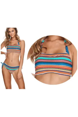 Lupoline Zanzibar push-up multicolor paski biustonosz top do stroju kąpielowego