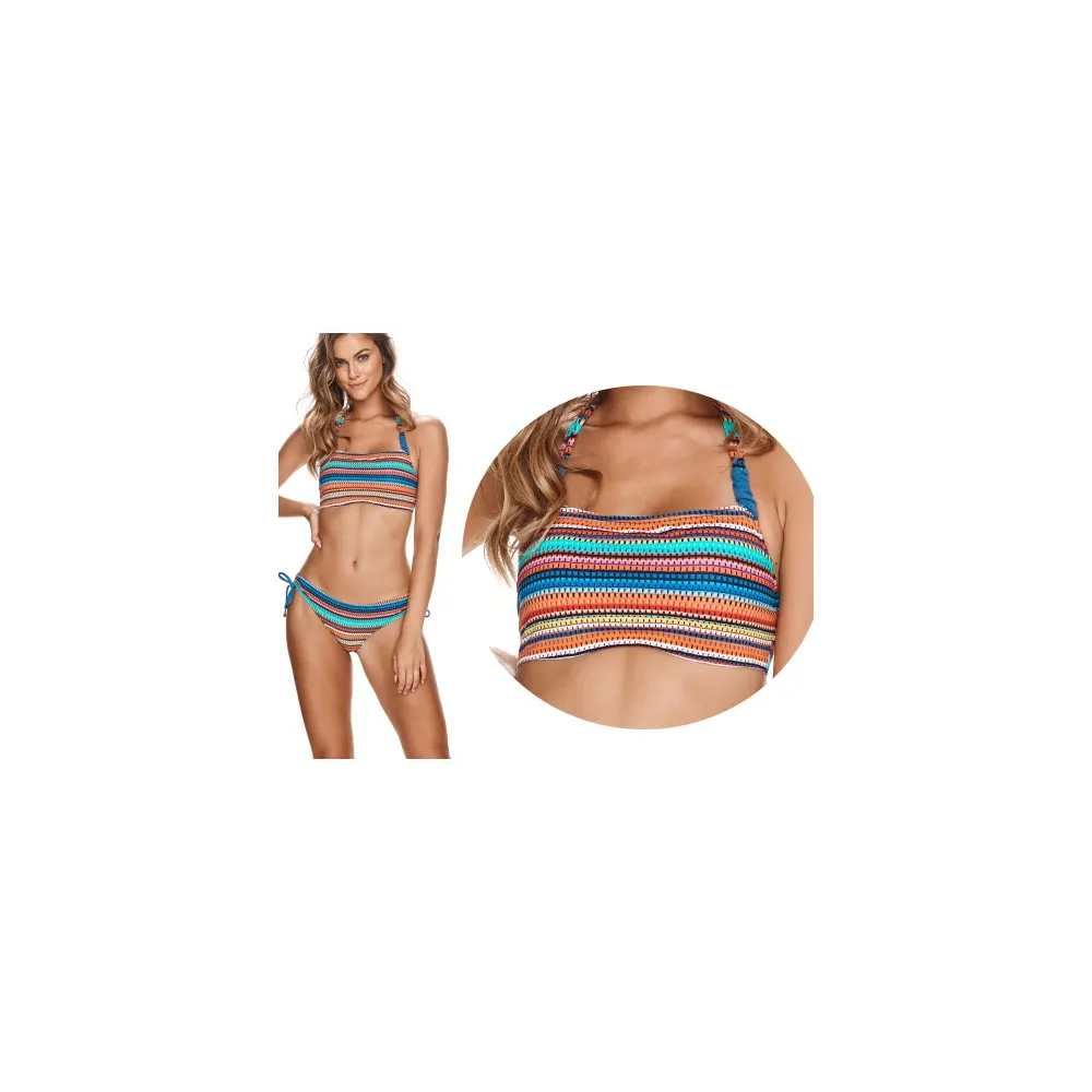 Lupoline Zanzibar push-up multicolor paski biustonosz top do stroju kąpielowego