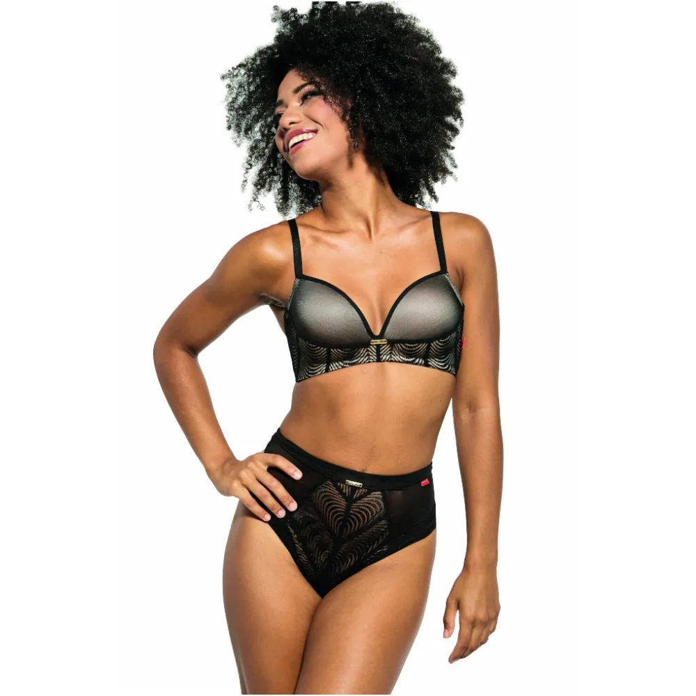 KrisLine Susanne czarny biustonosz brassiere smart push-up bez fiszbin