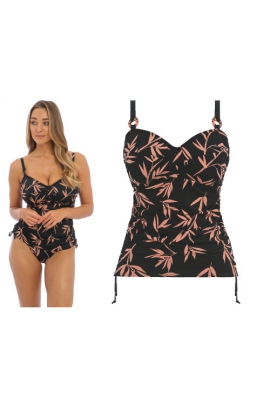 Fantasie Luna Bay lacquered black tankini, koszulka do stroju kąpielowego