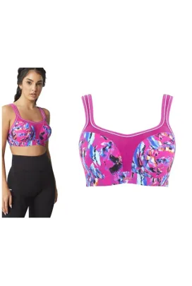 Panache Sport abstract orchid biustonosz sportowy z fiszbinami