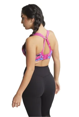 Panache Sport abstract orchid biustonosz sportowy z fiszbinami