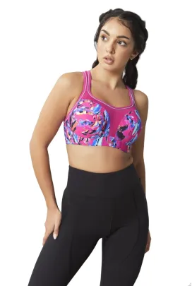 Panache Sport abstract orchid biustonosz sportowy z fiszbinami