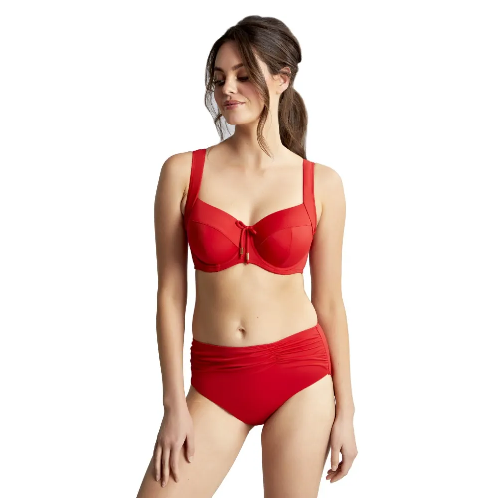 Panache Anya Riva fiery red figi wysokie marszczone do stroju kąpielowego