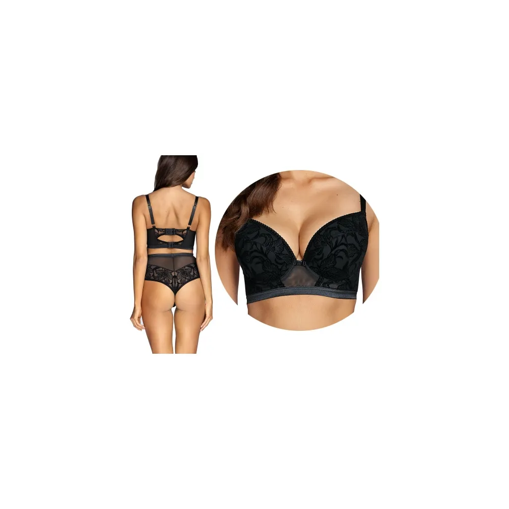 Ewa Bień Velvet czarny P214 biustonosz push-up z wkładkami