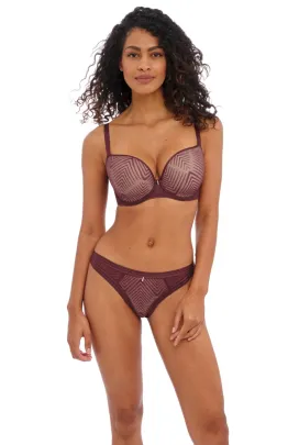 Freya Tailored dark cherry Deco plunge biustonosz usztywniany