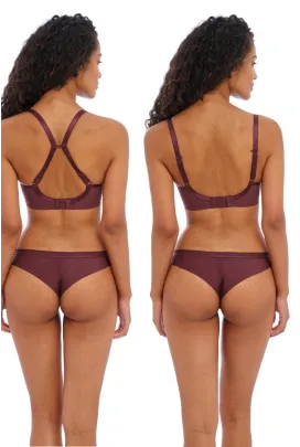 Freya Tailored dark cherry Deco plunge biustonosz usztywniany