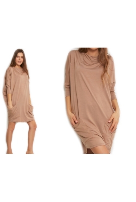 OH!ZUZA sukienka kieszenie H23 camel (Vanilla night&day)