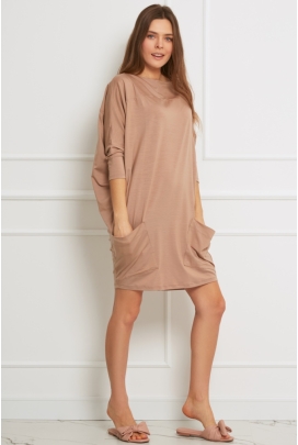 OH!ZUZA sukienka kieszenie H23 camel (Vanilla night&day)