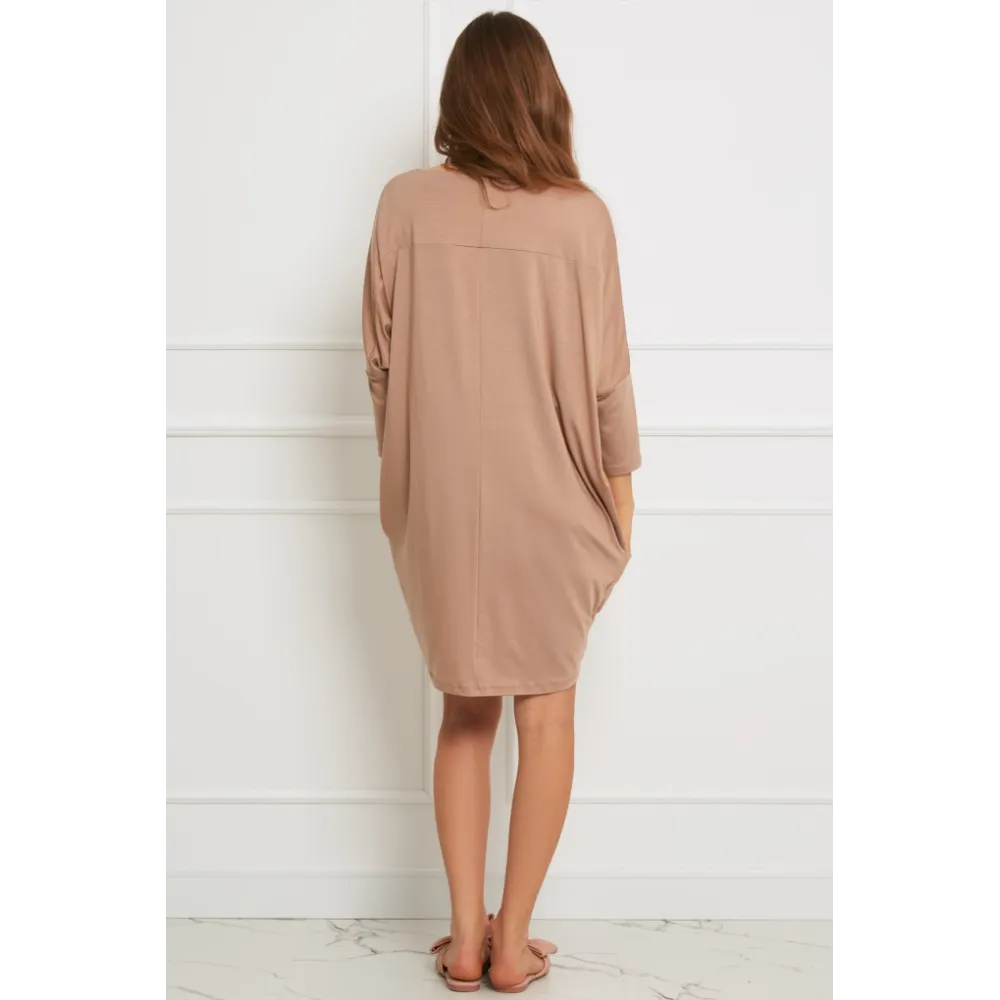 OH!ZUZA sukienka kieszenie H23 camel (Vanilla night&day)