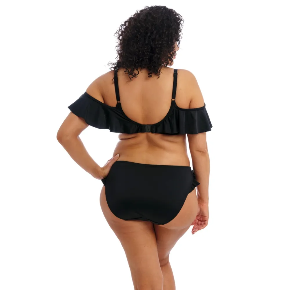 Elomi Plain Sailing czarne figi bikini z falbanką do stroju kąpielowego