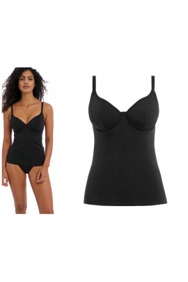 Freya Jewel Cove plain black tankini koszulka kąpielowa