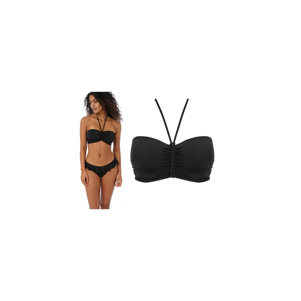 Freya Jewel Cove plain black bandeau biustonosz do stroju kąpielowego