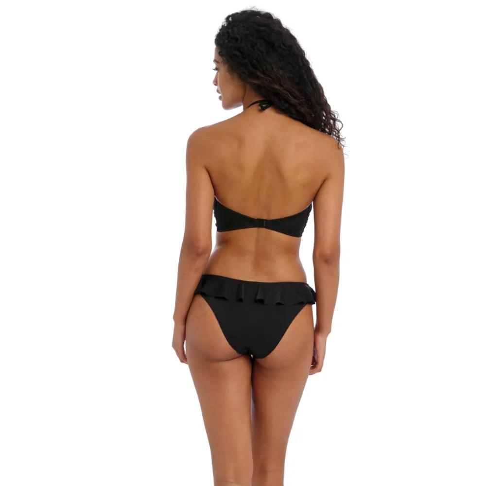 Freya Jewel Cove plain black figi italini z falbanką do stroju kąpielowego