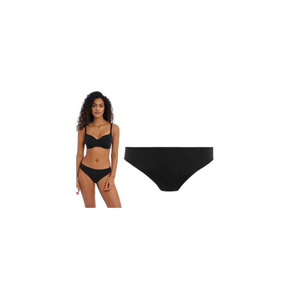 Freya Jewel Cove plain black figi bikini do stroju kąpielowego