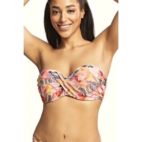 Panache Paradise pink tropical bandeau biustonosz do stroju kąpielowego