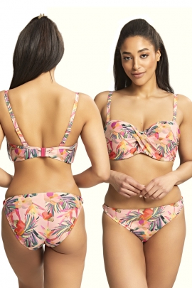 Panache Paradise pink tropical bandeau biustonosz do stroju kąpielowego