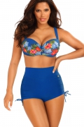 Self 780BL5 4 niebieski kwiaty szorty bikini komplet strój kąpielowy 2cz